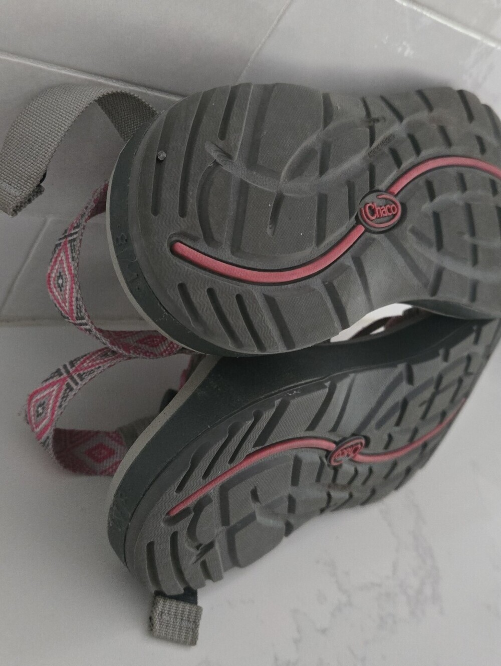 Chaco ZX/2 Classic Double Toe Strap Athletic Hiking Sandals Pink Gray Size 8 - Picture 8 of 8
